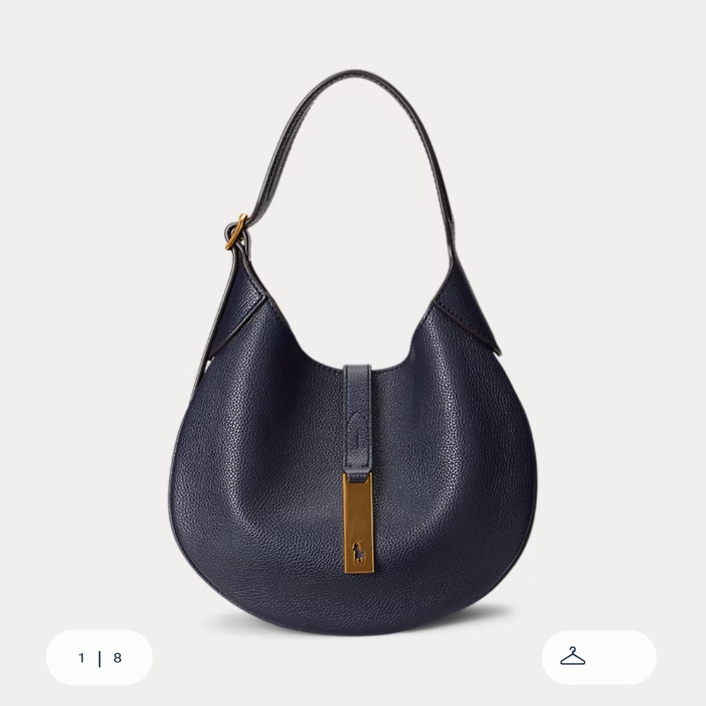 Polo Ralph Lauren Polo ID Small Leather Shoulder Bag Navy